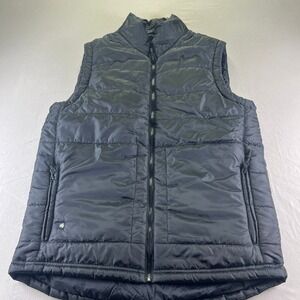 Nat Nast Mens Black Quilted Puffer Vest Full Zip Sleeveless Jacket Size M